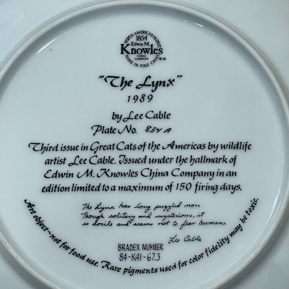 The Lynx Collectors Plate - Picture 3 of 4